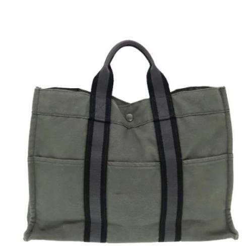 Hermès Vintage Pre-owned Canvas handvskor Gray, Dam