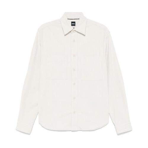 Hugo Boss Corduroy Front Button Skjorta Vit White, Herr