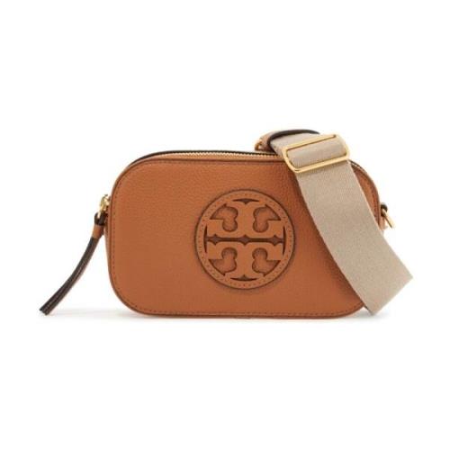 Tory Burch Hamrad Läder Mini Crossbody-väska Brown, Dam