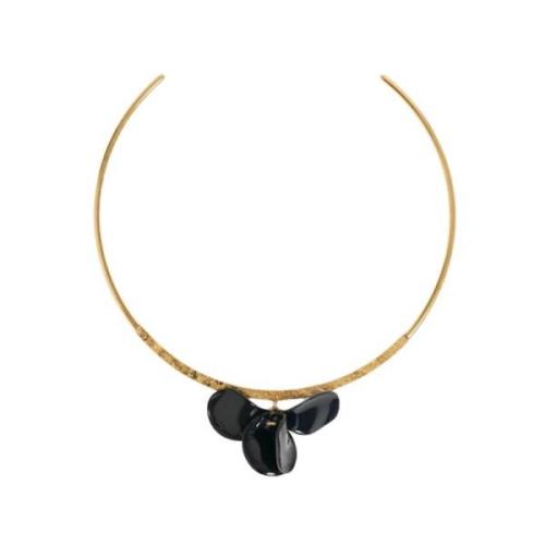 Malababa Guld Petal Choker Halsband Black, Dam