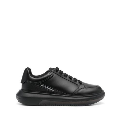 Emporio Armani Svarta Logo Low-Top Sneakers Black, Herr