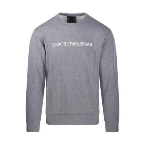 Emporio Armani Logo Rund Hals Sweatshirt Gray, Herr