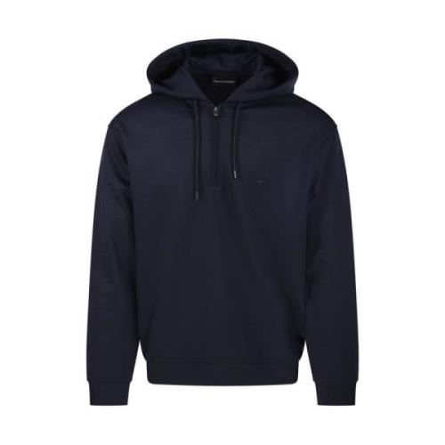 Emporio Armani Marinblå Hoodie Sweatshirt Blue, Herr