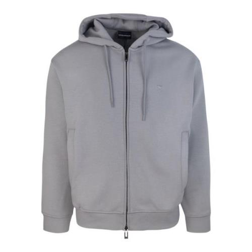 Emporio Armani Grå Hoodie Med Dragkedja Tröja Gray, Herr