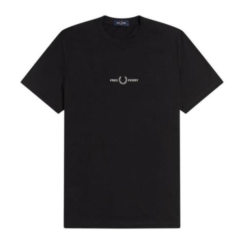 Fred Perry Broderad Logotyp Grafisk T-shirt Svart Black, Herr