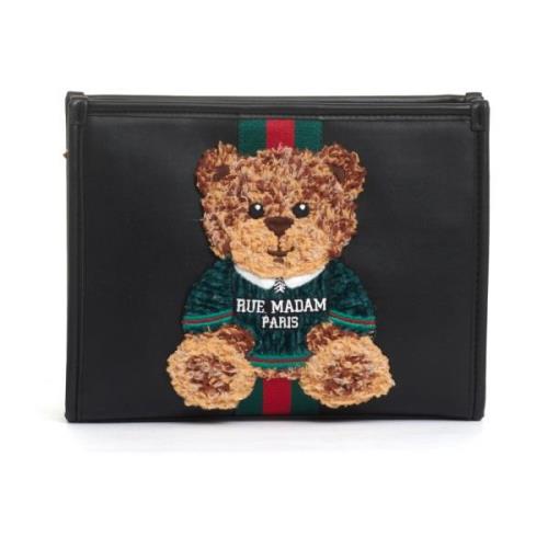 Rue Madame Svart Clutch Handväska med Teddy Black, Dam