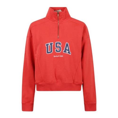 Sporty & Rich Kvart Zip Pullover Jacka Red, Dam