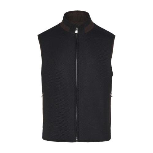 Corneliani Vändbar gilet med dragkedjefickor Black, Herr