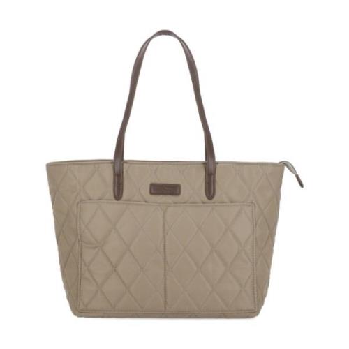 Barbour Quiltad Shoppingväska med Clutch Beige, Dam