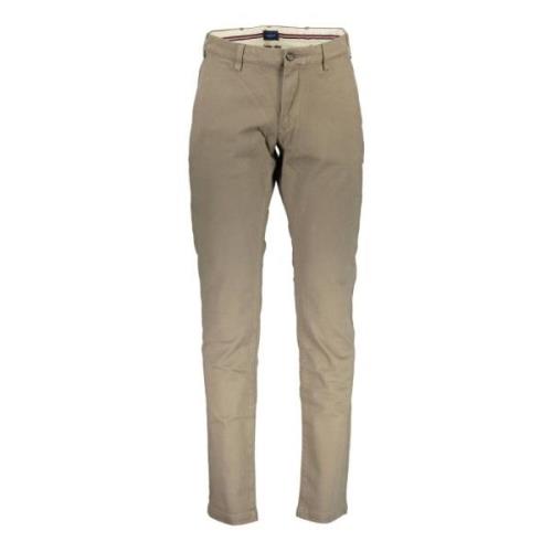 Gant Slim Beige Bomullsbyxor med Logo Beige, Herr