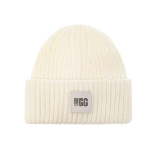 UGG Beanie with logo patch Beige, Dam