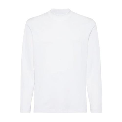 Brunello Cucinelli Vit Långärmad Mock Neck Topp White, Herr