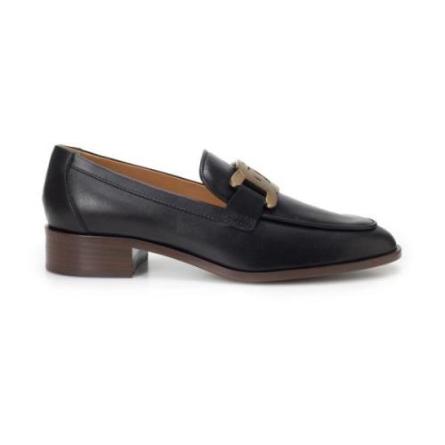 Tod's Svarta läderloafers för kvinnor Black, Dam