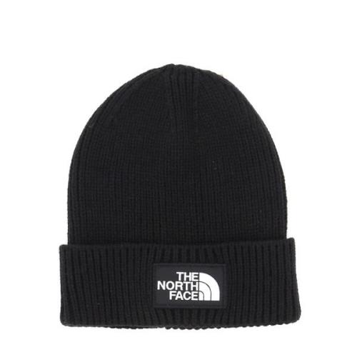 The North Face Logo Box Cuffed Beanie Hat Black, Herr