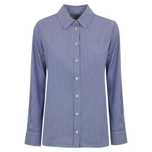 Max Mara Weekend Randig bomulls Oxford-skjorta Blue, Dam