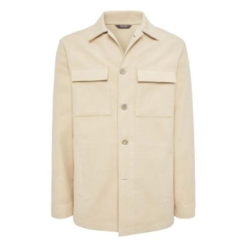 Boggi Milano Link Skjortjacka I Moleskin Beige, Herr