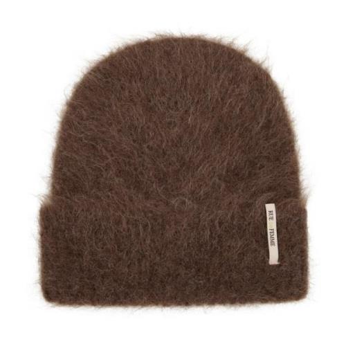 RUE de Femme Stickad Beanie i Bitter Choklad Brown, Dam