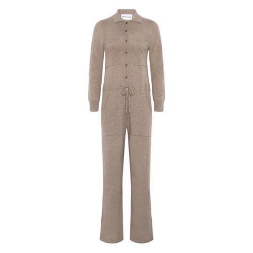 Emerson Renaldi Kashmir Knäppt Jumpsuit med Fickor Beige, Dam