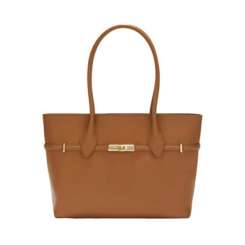 Furla Brun läder Shopper med Interlocking Hardware Brown, Dam