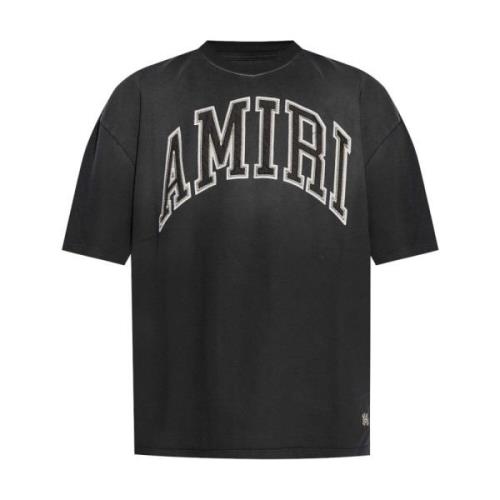 Amiri Svart Bomull T-shirt med Logopatch Black, Herr