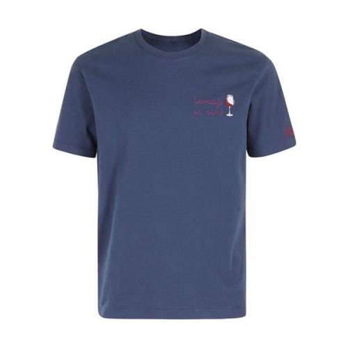 MC2 Saint Barth Blå Bomull Logo Broderad T-shirt Blue, Herr