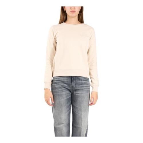 Dondup Broderad logotyp crewneck sweatshirt i bomull Beige, Dam