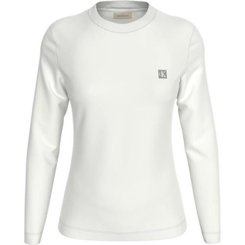 Calvin Klein Vit Tröja Rund Hals Bomull Regular Fit White, Dam