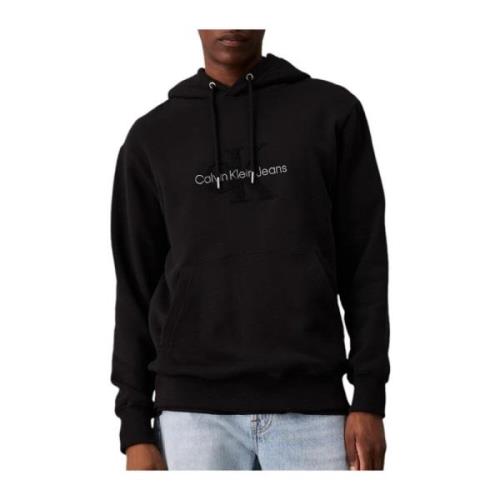 Calvin Klein Chenille Monologo Hoodie Svart Black, Herr