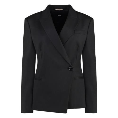 Hugo Boss Ull Dubbelknäppt Blazer Black, Dam