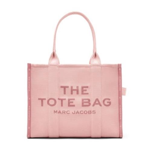 Marc Jacobs Rosa Bomull Logo Print Toteväska Pink, Dam