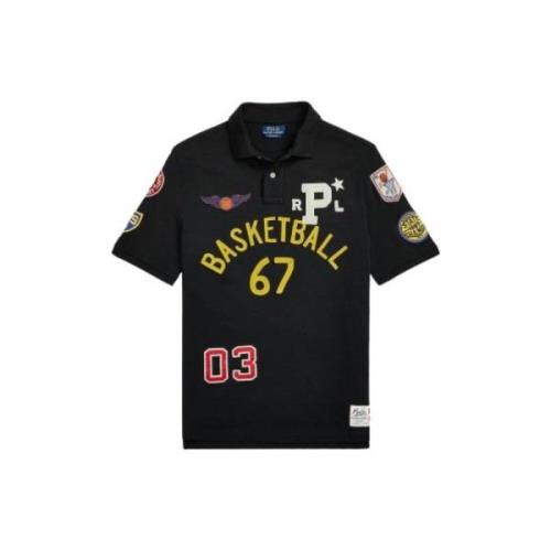 Polo Ralph Lauren Ikonisk Patchad Basketbollstil Skjorta Black, Herr