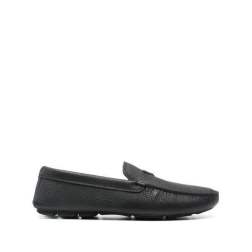 Prada Svarta platta slip-on skor Black, Herr