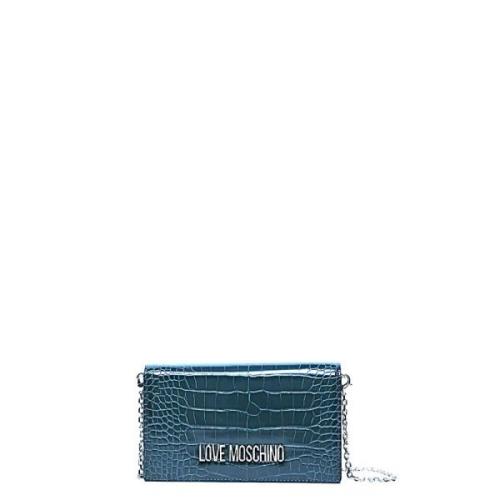 Love Moschino Stilren Läder Väska Blue, Dam