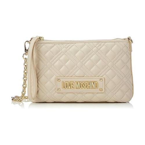 Love Moschino Stilren Läder Väska för Kvinnor Beige, Dam