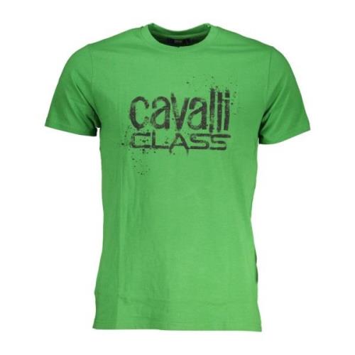 Cavalli Class Grön T-shirt med korta ärmar och logotyp Green, Herr