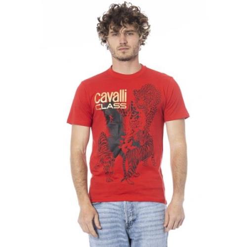 Cavalli Class Enfärgad T-shirt med Logotyptryck Red, Herr