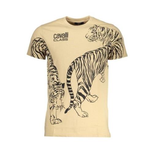 Cavalli Class Tryck Logo Kortärmad T-shirt Beige, Herr