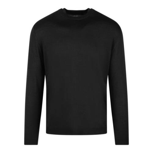 Low Brand Merinoull Crew Neck Sweater Black, Herr