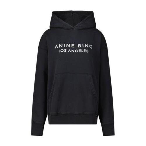 Anine Bing Logo Print Oversized Hoodie Black, Dam