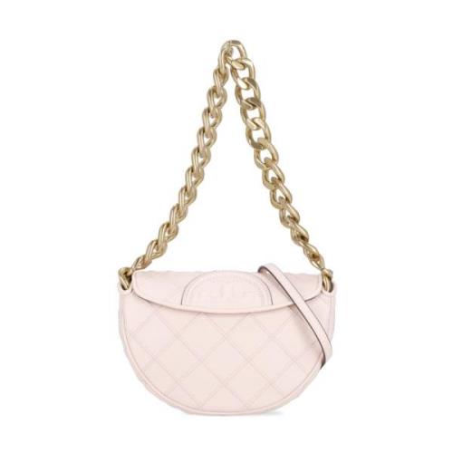 Tory Burch Rosa Läder Axelväska med Diamantmönster Pink, Dam