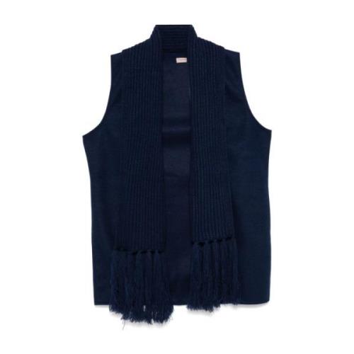 Twinset Blå Fringe Jacka med Halsduk Blue, Dam