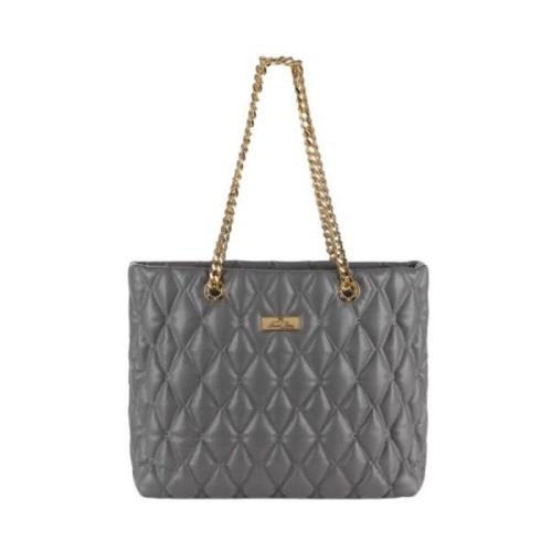 Elisabetta Franchi Kedjehandtag shopper väska präglat material Gray, D...