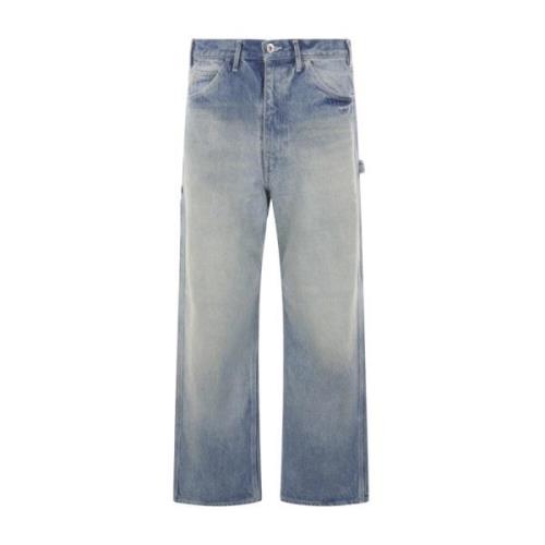 Auralee Stone-Wash Denim Jeans Blue, Herr