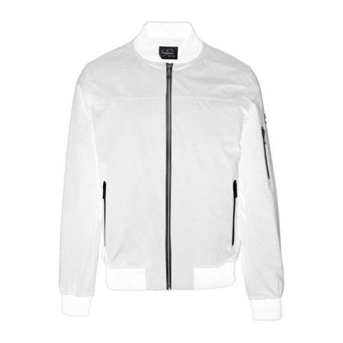 YES ZEE Vit Windproof Nylon Bomber Jacket White, Herr