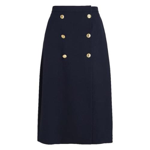 Tommy Hilfiger Ökenhimmel Twill Midi Kjol Blue, Dam