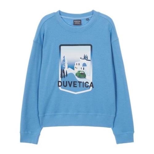 Duvetica Ljusblå Grafisk Sweatshirt Aw24 Blue, Dam