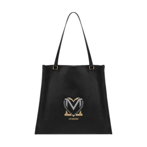 Love Moschino Svart Shopper Väska med Hjärt Logo Black, Dam