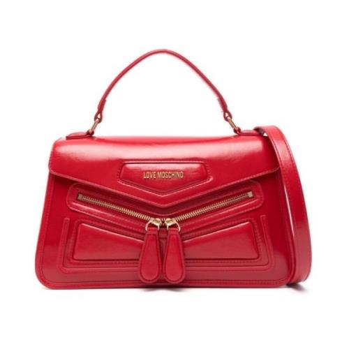 Love Moschino Röd Axelväska i Läder Red, Dam