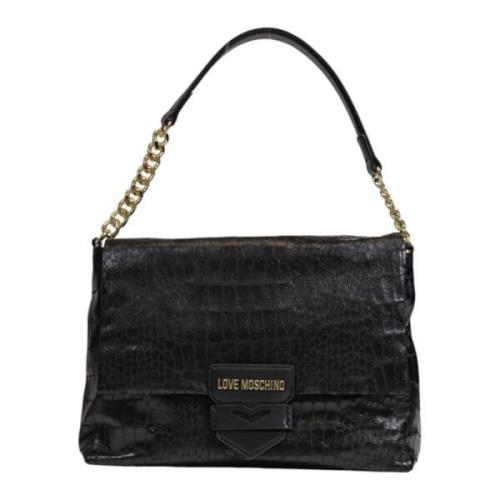 Love Moschino Svart Enkel Axelväska med Klämma Black, Dam