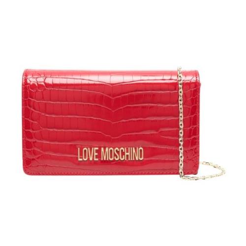 Love Moschino Röd Krokodilpräglad Axelväska Red, Dam